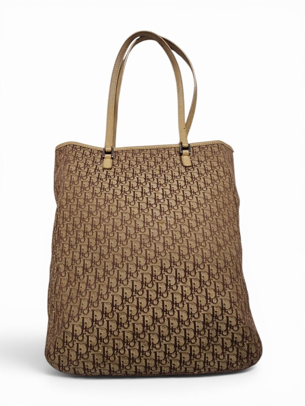 Dior Trotter Diorissimo Monogram Canvas And Leather Tote Bag In Brown And Tan - Picture 2 of 16